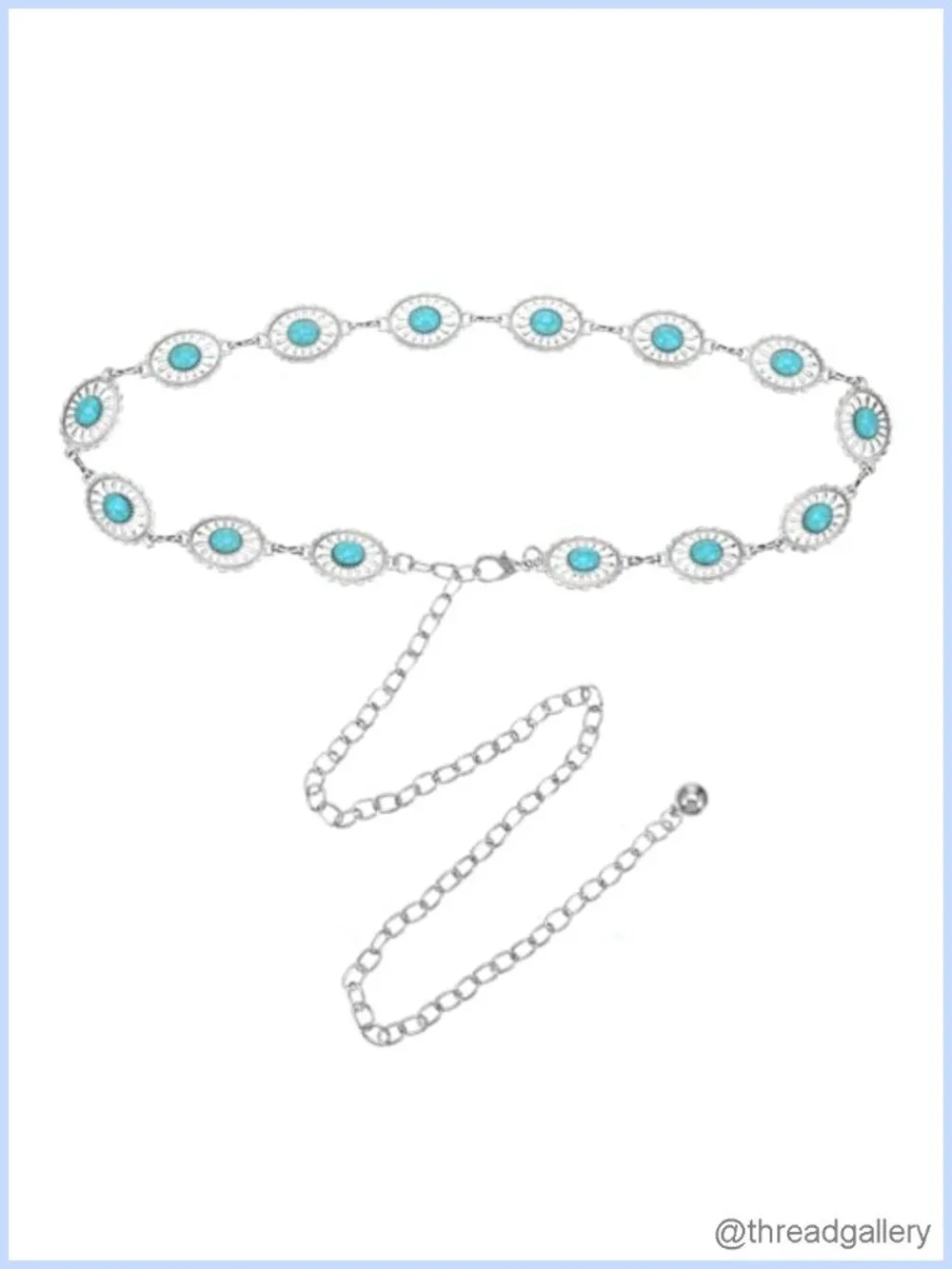 Turquoise Belt Women Bohemian Western Metal Concho Adjustable